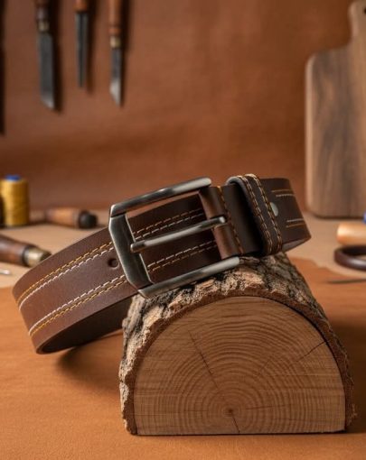 Handmade Dark Tan Leather Belt