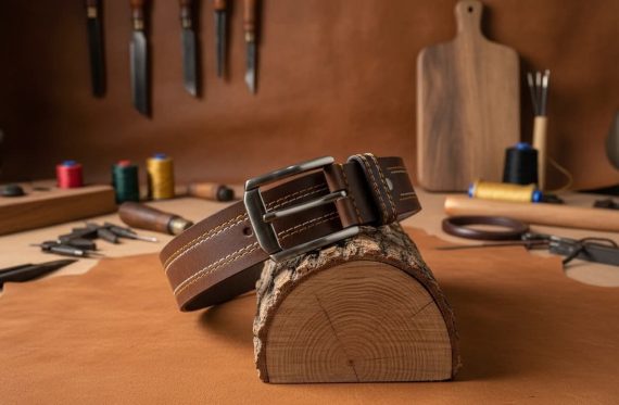Handmade Dark Tan Leather Belt