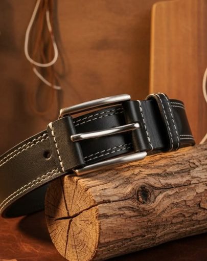 Handmade Black Leather Belt
